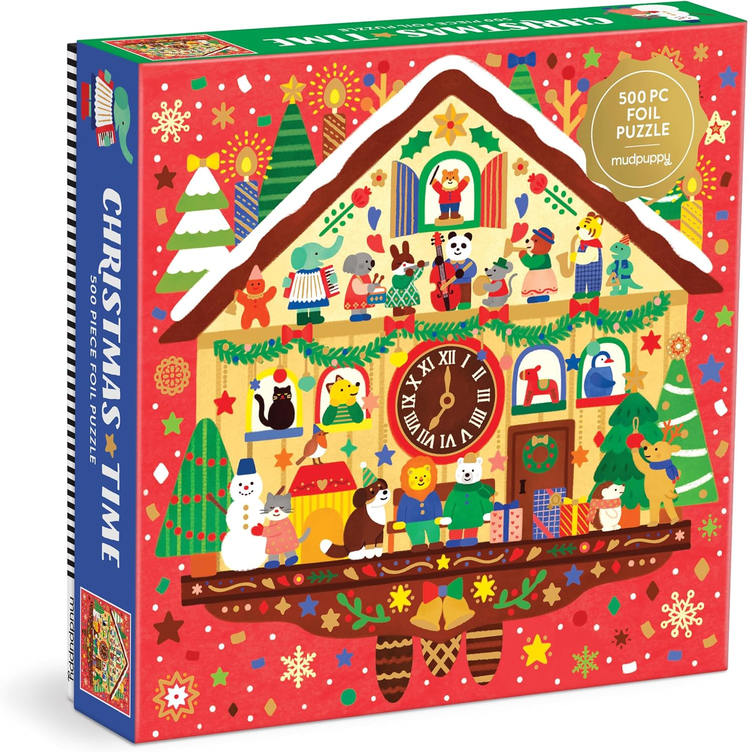Mudpuppy Christmas Time Foil Puzzle (500 pieces)