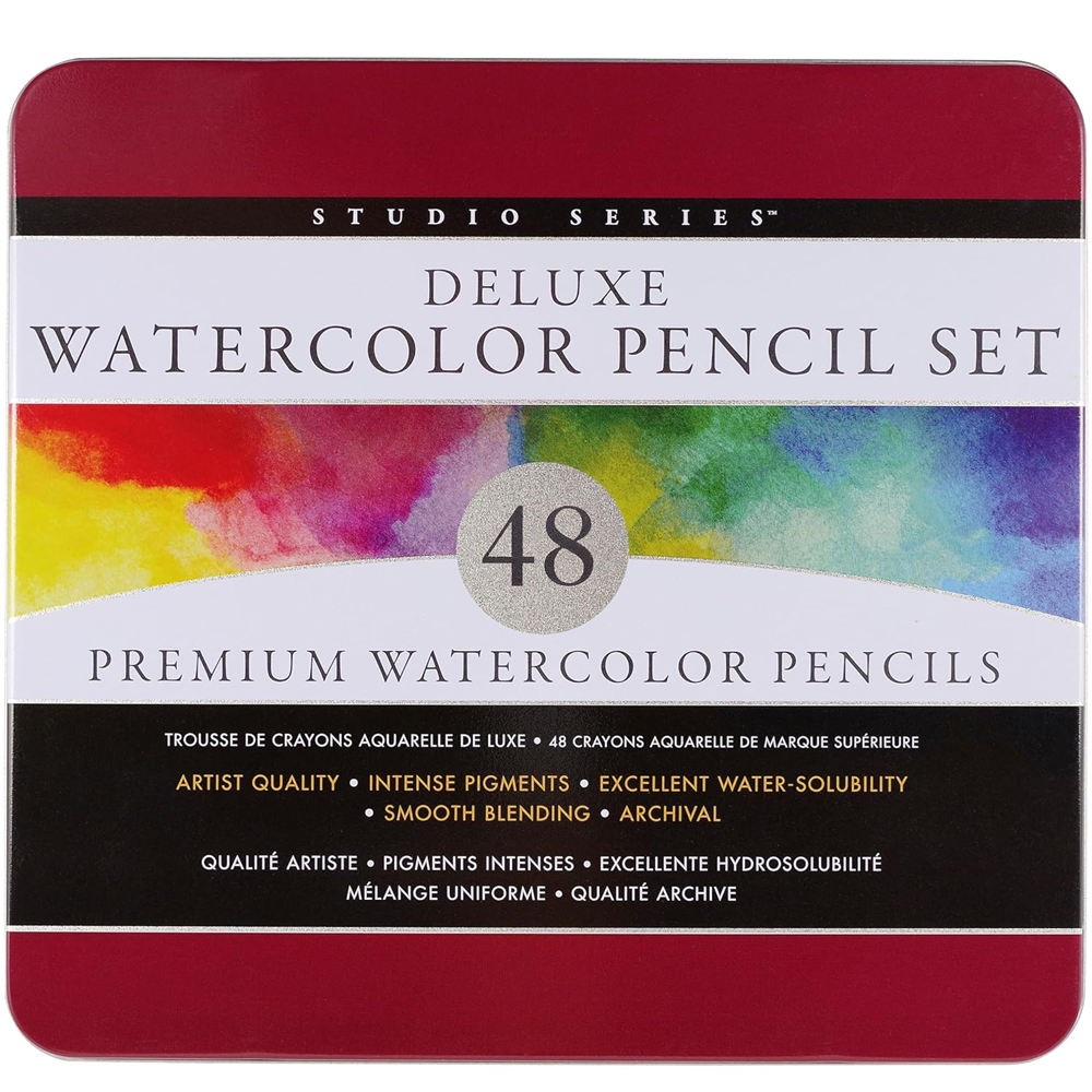 Peter Pauper Press Studio Series Watercolor Pencil Set (48 high pigment, blendable pencils)
