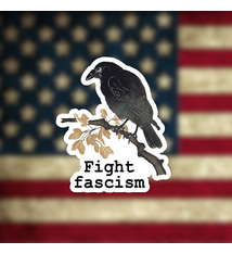 Radical Buttons Fight Fascism crow sticker