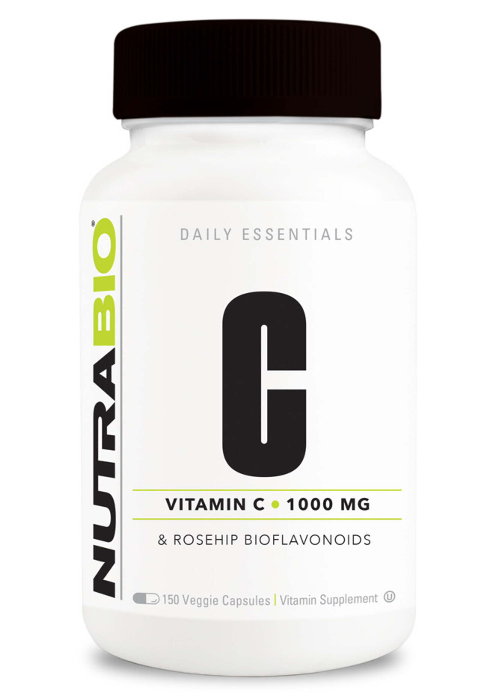 NutraBio Vitamin C & Rose Hips 1000mg - 120 Caps