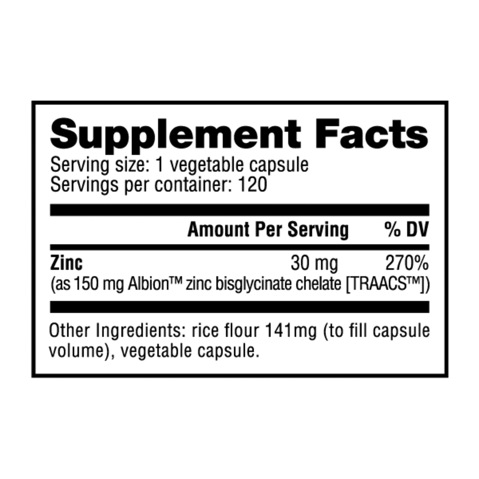 NutraBio Zinc 30 mg - 120 Caps