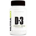 NutraBio Vitamin D-3 5000 IU - 90Caps