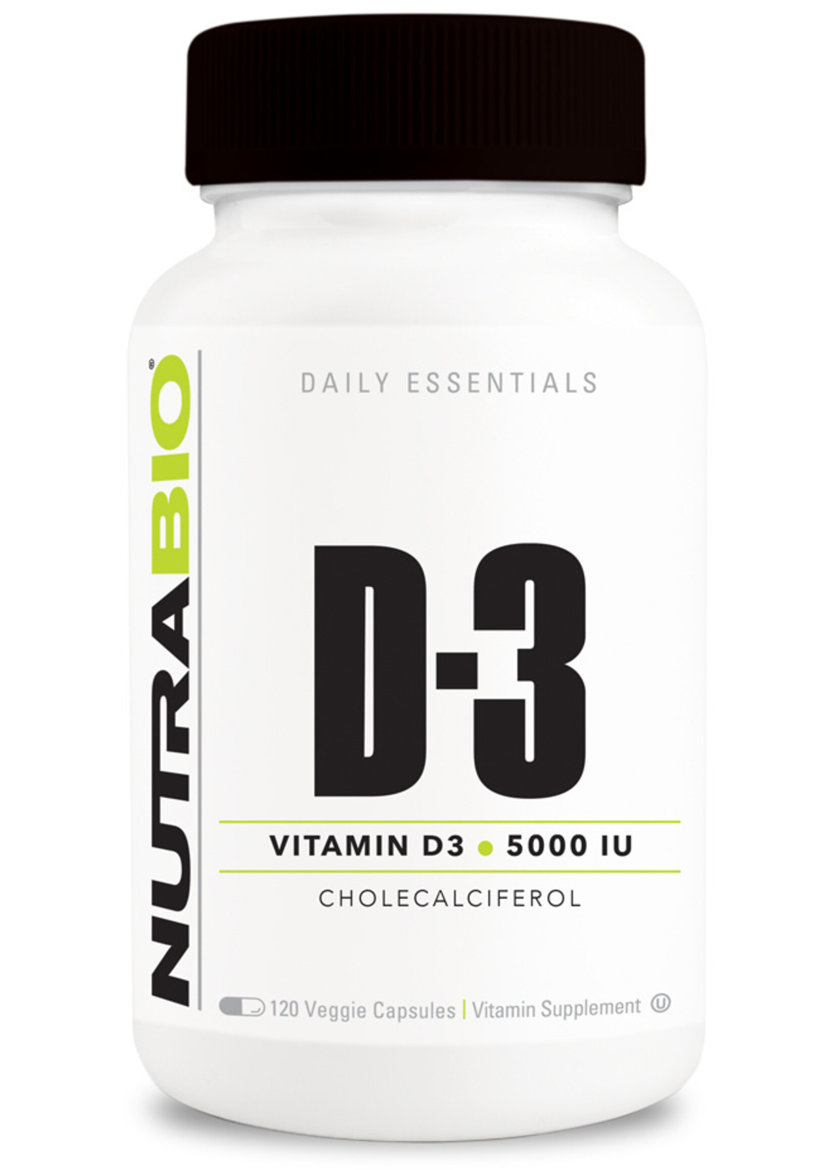 NutraBio Vitamin D-3 5000 IU - 90Caps