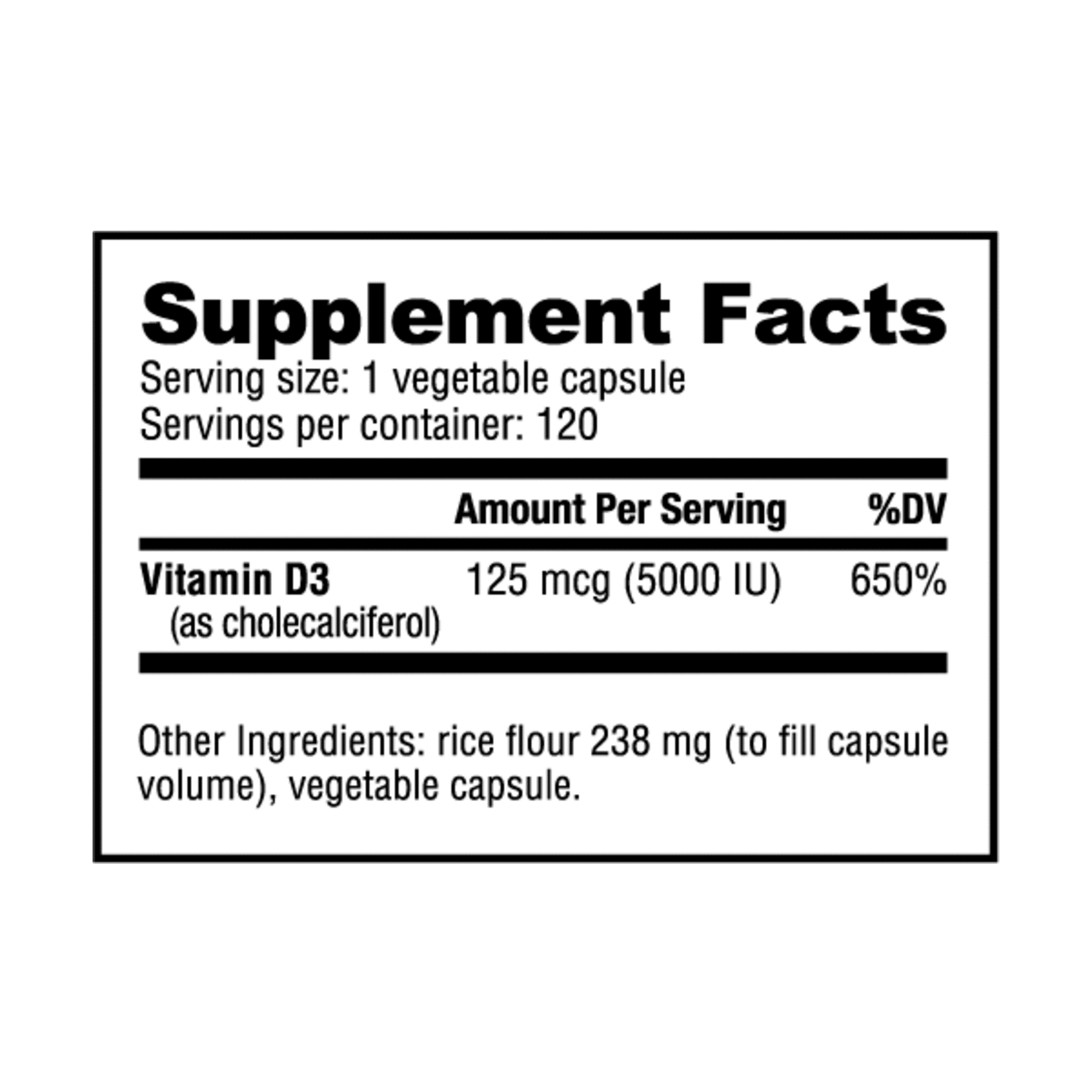 NutraBio Vitamin D-3 5000 IU - 90Caps