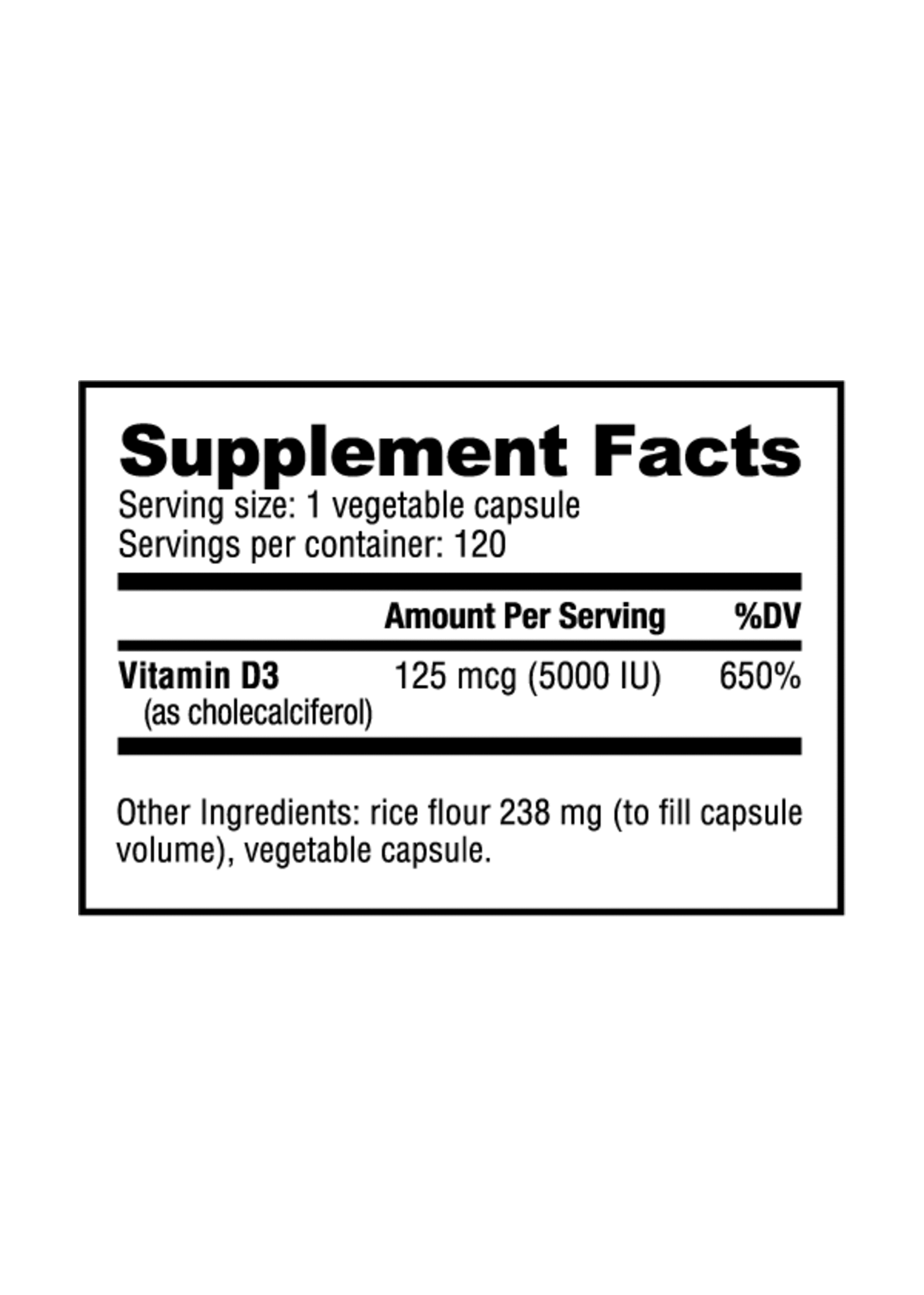 NutraBio Vitamin D-3 5000 IU - 90Caps