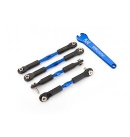 Traxxas 3741a Turnbuckles, aluminum (blue-anodized), camber links, front, 39mm (2), rear, 49mm (2) (assembled w/rod ends & hollow balls)/ wrench
