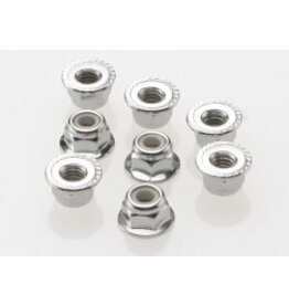 Traxxas 3647 Nuts, 4mm flanged nylon locking (steel, serrated) (8)