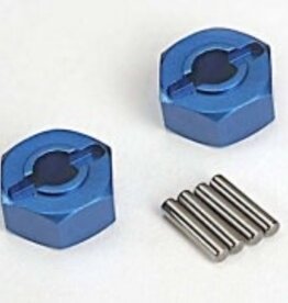 Traxxas 1654x Wheel hubs, hex (blue-anodized, lightweight aluminum) (2)/ axle pins(4)