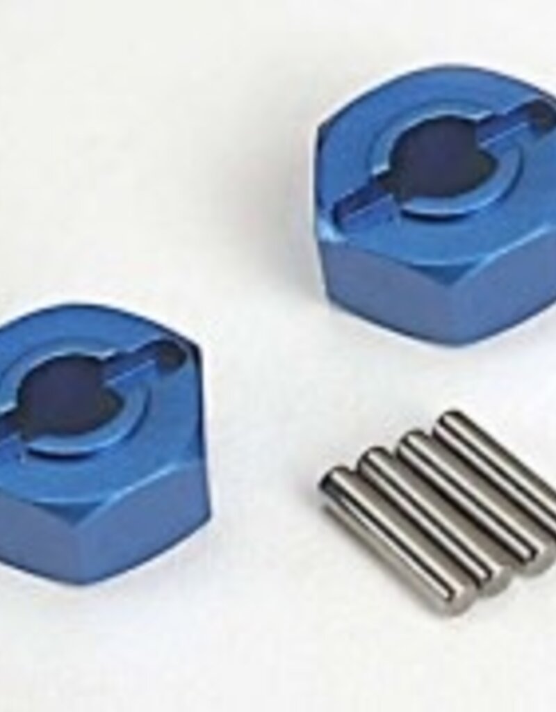 Traxxas 1654x Wheel hubs, hex (blue-anodized, lightweight aluminum) (2)/ axle pins(4)