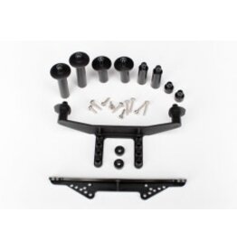 Traxxas 1914r Body mount, front & rear (black)/ body posts, 52mm (2), 38mm (2), 25mm (2), 6.5mm (2)/ body post extensions (4)/ hardware