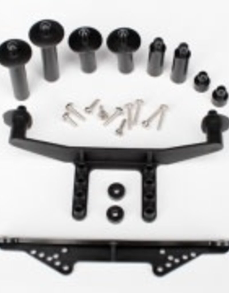 Traxxas 1914r Body mount, front & rear (black)/ body posts, 52mm (2), 38mm (2), 25mm (2), 6.5mm (2)/ body post extensions (4)/ hardware