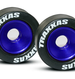 Traxxas 5186a Wheels, aluminum (blue-anodized) (2)/ 5x8mm ball bearings (4)/ axles (2)/ rubber tires (2)