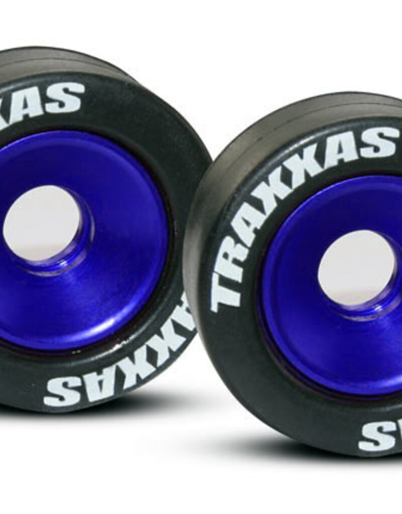 Traxxas 5186a Wheels, aluminum (blue-anodized) (2)/ 5x8mm ball bearings (4)/ axles (2)/ rubber tires (2)