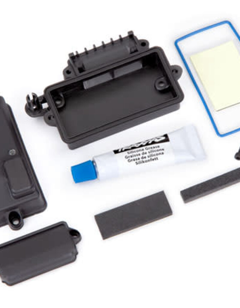 Traxxas 5624 Box, receiver (sealed)/ foam pad/ silicone grease/ 3x8mm BCS (2)/ 2.5x8mm CS (2)/ 3x6mm BCS (2)
