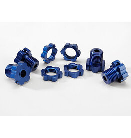 Traxxas 5353x Wheel hubs, splined, 17mm (blue-anodized) (4)/ wheel nuts, splined, 17mm (blue-anodized) (4)/ screw pins, 4x13mm (with threadlock) (4)