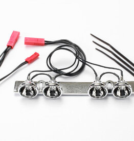 Traxxas 5684 LED light bar (chrome) (fits Summit roll cage)/ light harness (4 clear lights)/ harness adapter