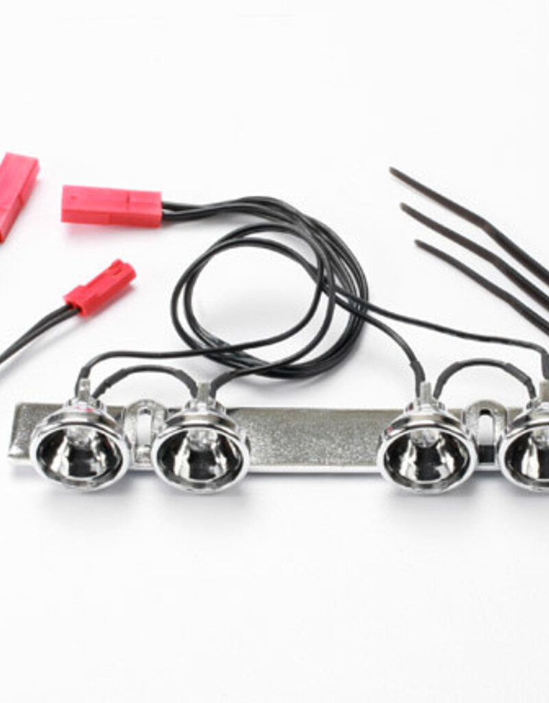 Traxxas 5684 LED light bar (chrome) (fits Summit roll cage)/ light harness (4 clear lights)/ harness adapter