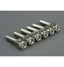 Traxxas 5142 Screws, 3x15mm cap-head machine (hex drive) (with split and flat washers) (6)