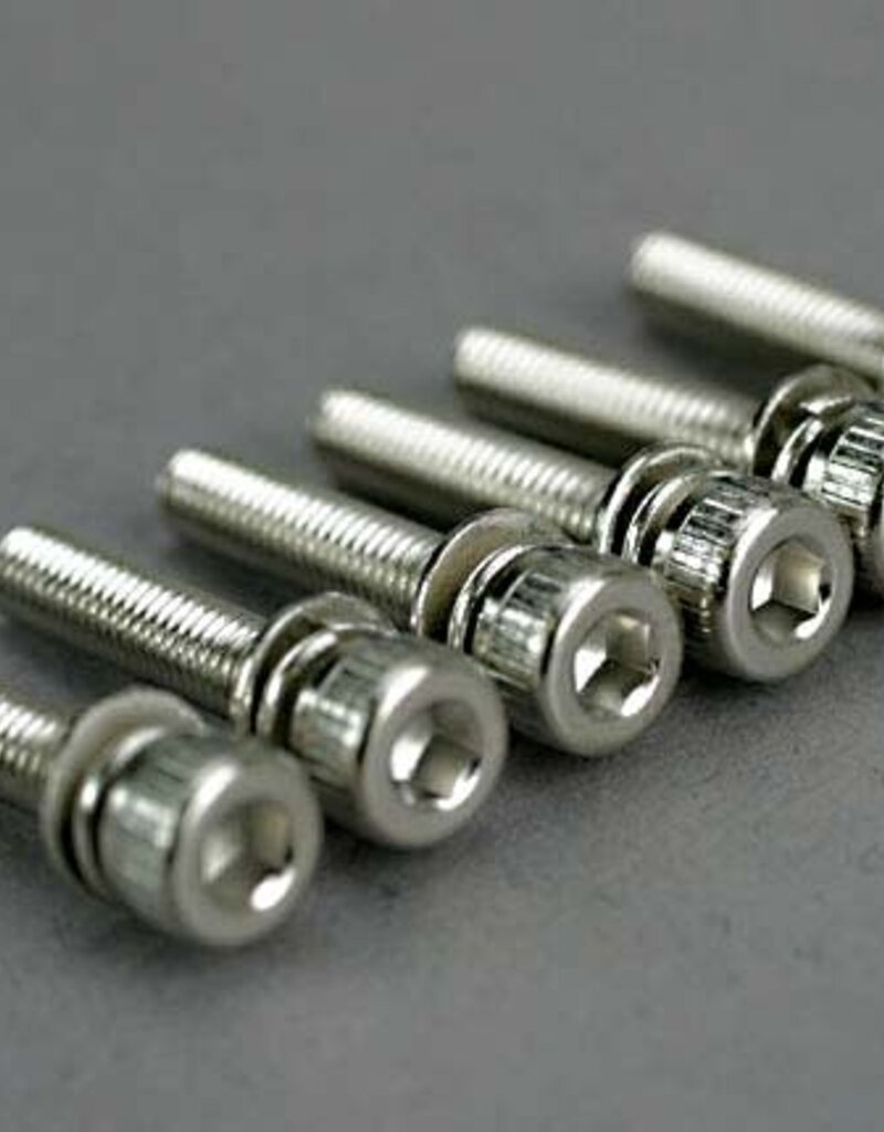 Traxxas 5142 Screws, 3x15mm cap-head machine (hex drive) (with split and flat washers) (6)