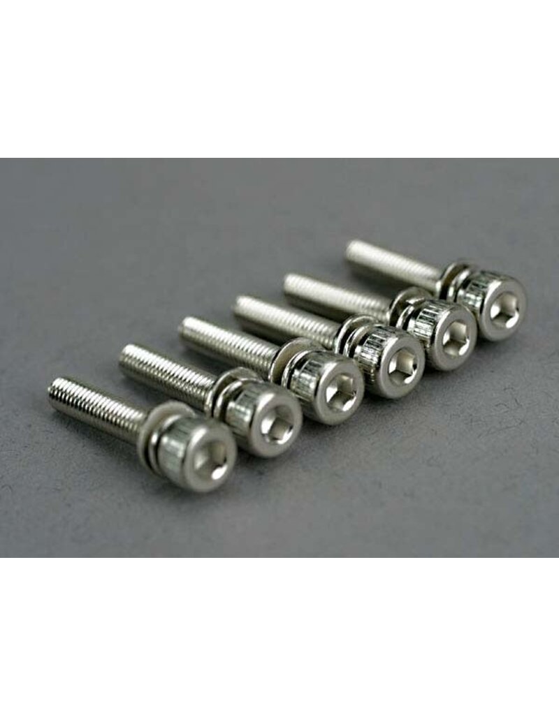 Traxxas 5142 Screws, 3x15mm cap-head machine (hex drive) (with split and flat washers) (6)