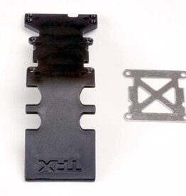 Traxxas 4938 Skidplate, rear plastic (black)/ stainless steel plate