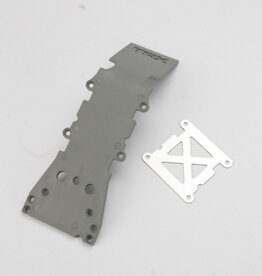 Traxxas 4937a Skidplate, front plastic (grey)/ stainless steel plate