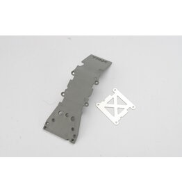 Traxxas 4937a Skidplate, front plastic (grey)/ stainless steel plate