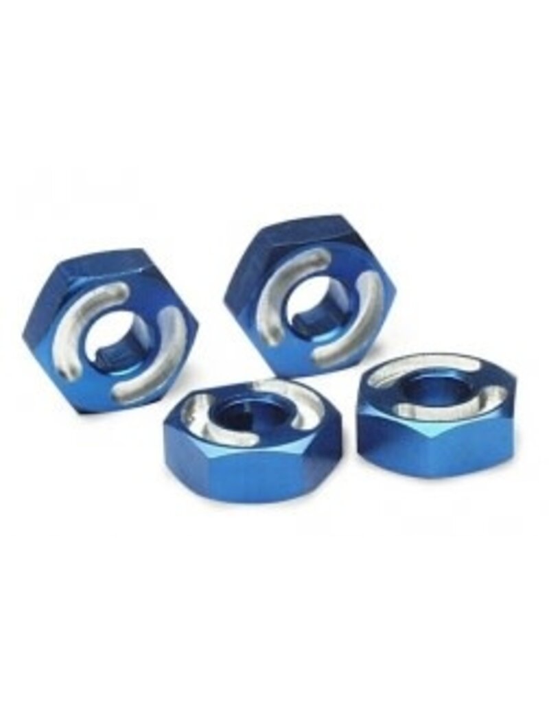 Traxxas 4954x Wheel hubs, hex, 6061-T6 aluminum (blue) (4)/ axle pins (2.5x10mm) (4)