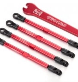 Traxxas 7138x Toe links, aluminum (red-anodized) (4) (assembled with rod ends and threaded inserts)