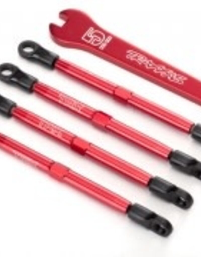 Traxxas 7138x Toe links, aluminum (red-anodized) (4) (assembled with rod ends and threaded inserts)