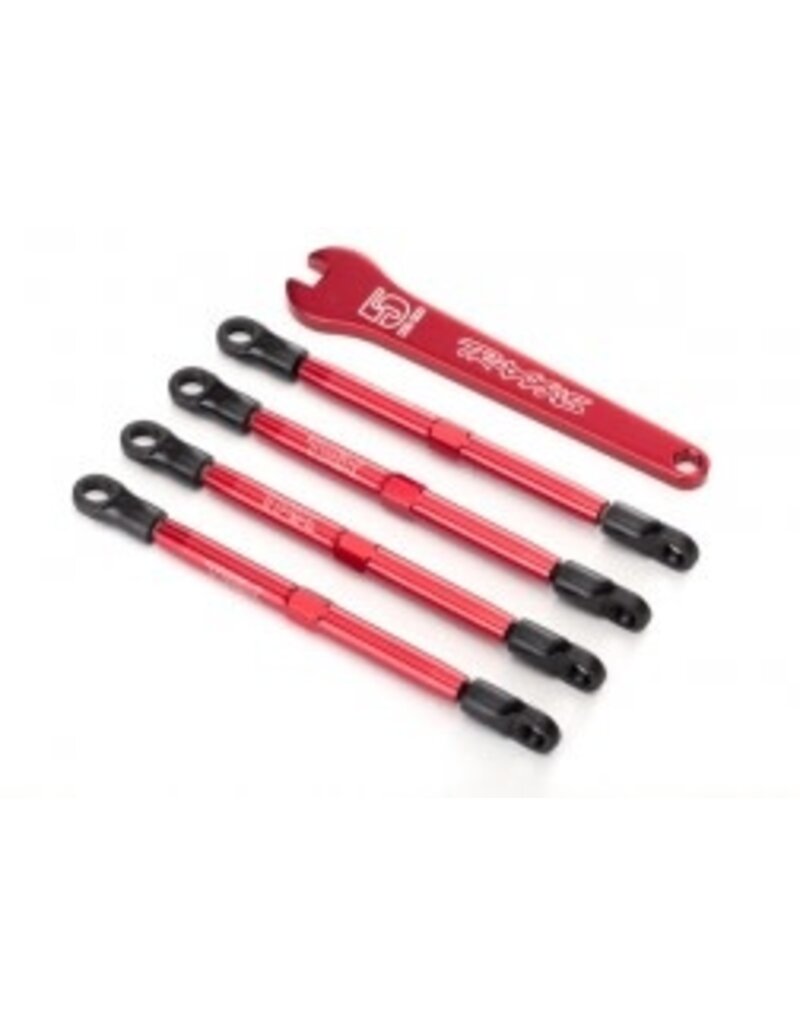 Traxxas 7138x Toe links, aluminum (red-anodized) (4) (assembled with rod ends and threaded inserts)