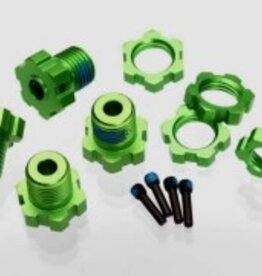 Traxxas 5353g Wheel hubs, splined, 17mm (green-anodized) (4)/ wheel nuts, splined, 17mm (blue-anodized) (4)/ screw pins, 4x13mm (with threadlock) (4)