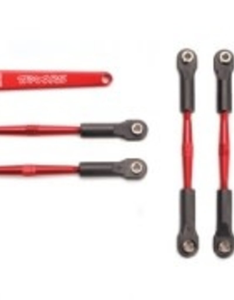 Traxxas 5539x Turnbuckles, aluminum (red-anodized), camber links, 58mm (4)/ front toe links, 61mm (2) (assembled with rod ends and hollow balls)/ aluminum 5mm wrench (red-anodized)