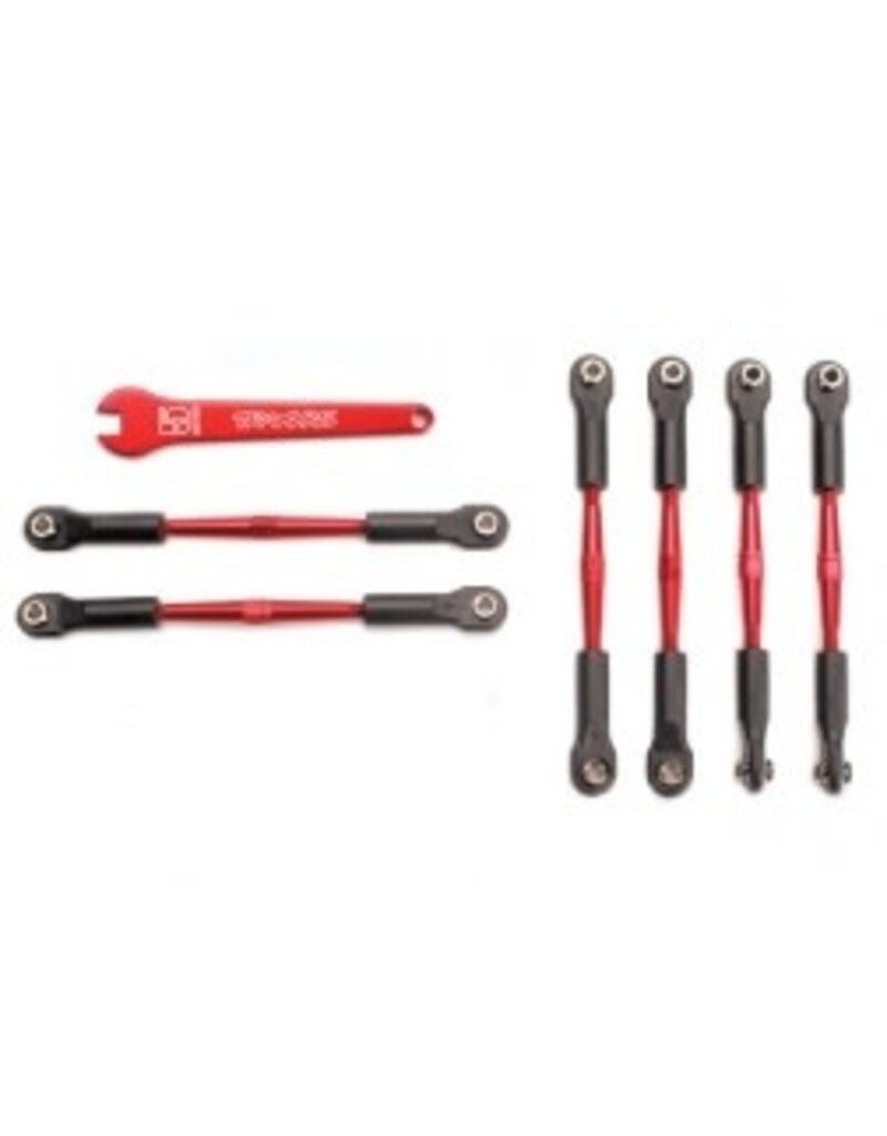 Traxxas 5539x Turnbuckles, aluminum (red-anodized), camber links, 58mm (4)/ front toe links, 61mm (2) (assembled with rod ends and hollow balls)/ aluminum 5mm wrench (red-anodized)