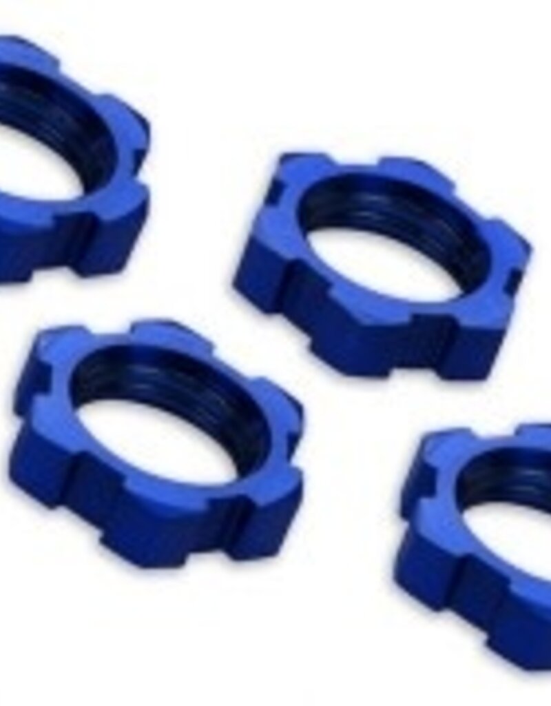 Traxxas 7758 Wheel nuts, splined, 17mm, serrated (blue-anodized) (4)
