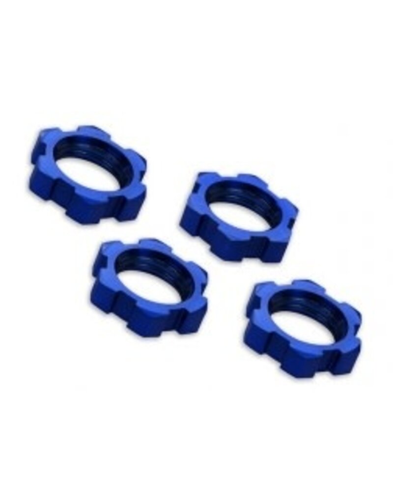 Traxxas 7758 Wheel nuts, splined, 17mm, serrated (blue-anodized) (4)