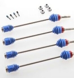 Traxxas 5451r Driveshafts, Revo / E-Revo (first generation)/ T-Maxx / E-Maxx (steel constant-velocity) (assembled w/inner & outer dust boots) (for models w/ 6mm axles) (4)