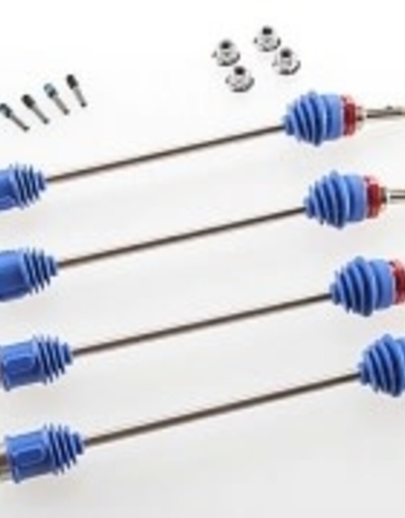 Traxxas 5451r Driveshafts, Revo / E-Revo (first generation)/ T-Maxx / E-Maxx (steel constant-velocity) (assembled w/inner & outer dust boots) (for models w/ 6mm axles) (4)