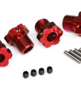 Traxxas 8654r Wheel hubs, splined, 17mm (red-anodized) (4)/ 4x5 GS (4)/ 3x14mm pin (4)