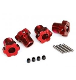 Traxxas 8654r Wheel hubs, splined, 17mm (red-anodized) (4)/ 4x5 GS (4)/ 3x14mm pin (4)