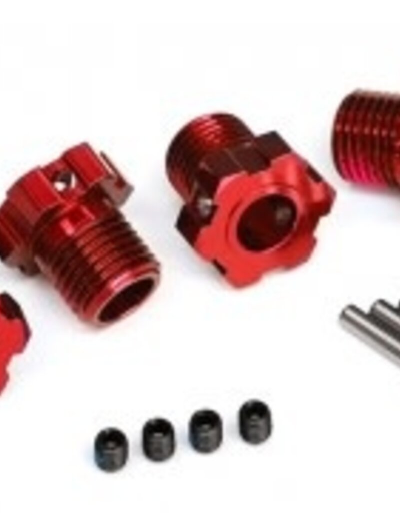 Traxxas 8654r Wheel hubs, splined, 17mm (red-anodized) (4)/ 4x5 GS (4)/ 3x14mm pin (4)