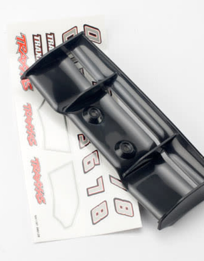 Traxxas 7122 Wing, 1/16 E-Revo (black)/ decal sheet
