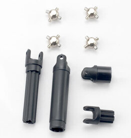 Traxxas 7056 Half shafts, center front (1), center rear (1) (internal splined half shafts (2)/external splined half shaft) (2))/ metal u-joints (4)