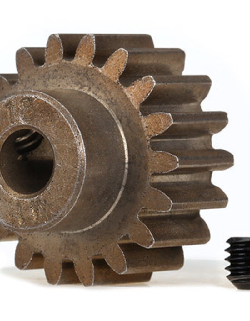 Traxxas 6491x Gear, 18-T pinion (1.0 metric pitch) (fits 5mm shaft)/ set screw (for use only with steel spur gears)