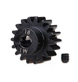 Traxxas 6491r Gear, 18-T pinion (machined) (1.0 metric pitch) (fits 5mm shaft)/ set screw (for use only with steel spur gears)