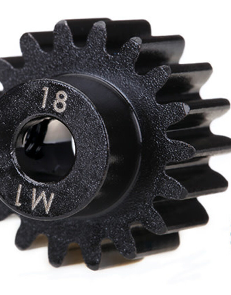 Traxxas 6491r Gear, 18-T pinion (machined) (1.0 metric pitch) (fits 5mm shaft)/ set screw (for use only with steel spur gears)