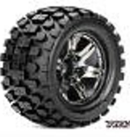 Roapex ROPR3003-CB0 Rythm 1/10 Monster Truck Tires, Mounted on Chrome Black Wheels, 0 Offset, 12mm Hex (1 pair)