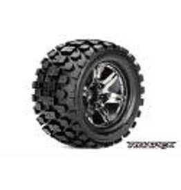 Roapex ROPR3003-CB0 Rythm 1/10 Monster Truck Tires, Mounted on Chrome Black Wheels, 0 Offset, 12mm Hex (1 pair)