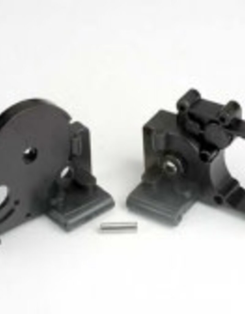 Traxxas 3691 Gearbox halves (l&r) (black) w/ idler gear shaft