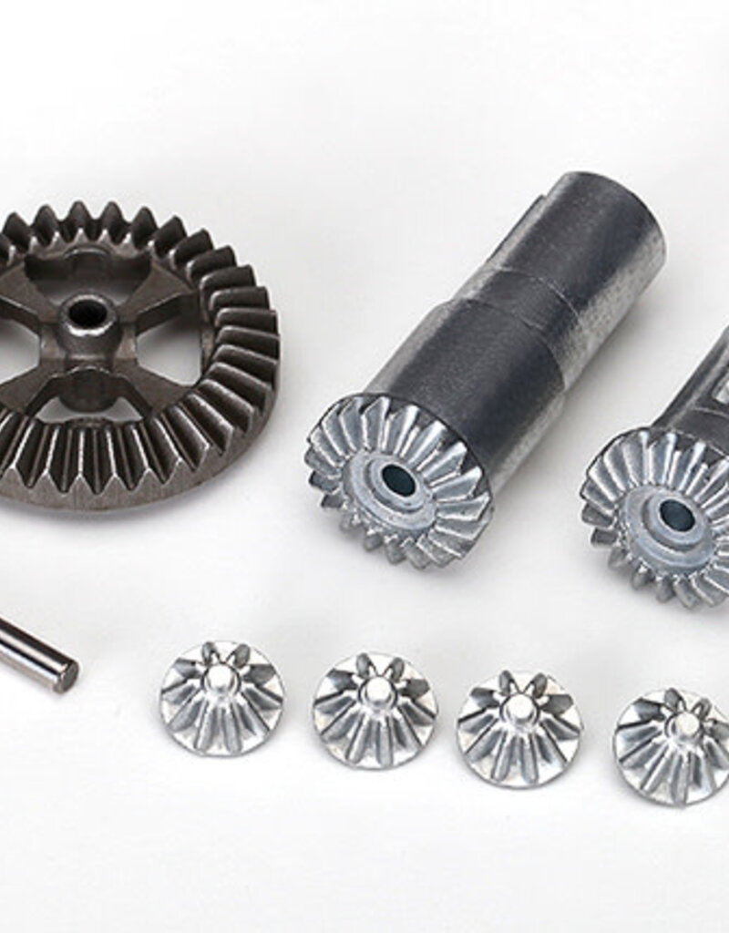 laTrax 7579X Gear set, differential, metal (output gears (2)/ spider gears (4)/ ring gear, 35T (1)/ 2x14.8mm pin (1))
